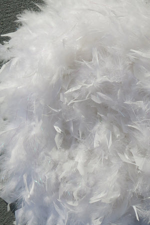 Chandelle Feather Boa - white with tinsel