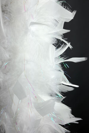 Chandelle Feather Boa - white with tinsel