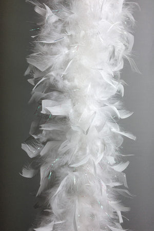 Chandelle Feather Boa - white with tinsel