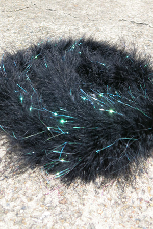 Marabou Feather Boa Trim - black with AB lurex tinsel