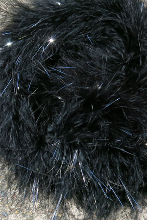 Marabou Feather Boa Trim- black with silver tinsel