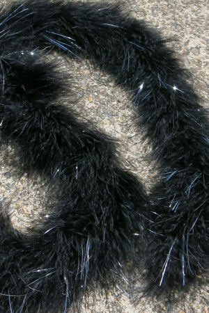 Marabou Feather Boa Trim- black with silver tinsel