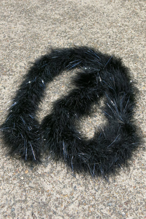 Marabou Feather Boa Trim- black with silver tinsel