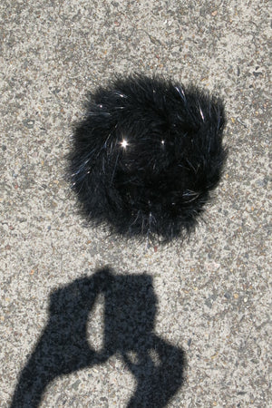 Marabou Feather Boa Trim- black with silver tinsel