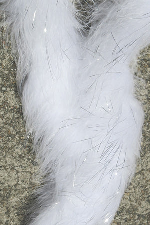 Marabou Feather Boa Trim - white with silver tinsel